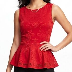 Apt. 9 Red Sleeveless Peplum Tank Top
